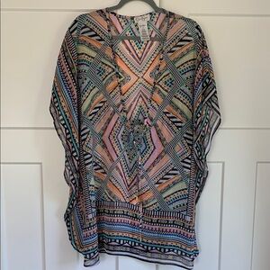 {Jessica Simpson} Colorful Geometric Swim Cover Up